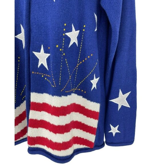 Quacker Factory Vintage Sweater Patriotic Stars & Stripes Cardigan Size Small - Picture 3 of 8